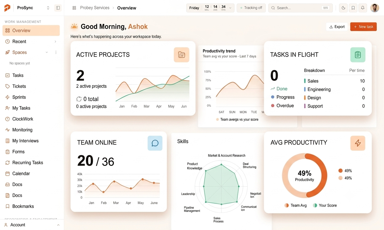 ProSync HRMS platform dashboard